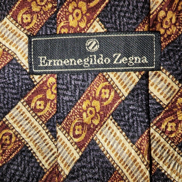 *Ermenegildo Zegna Cream, Rust, & Blue Men's Tie* RET $250 - Picture 1 of 3